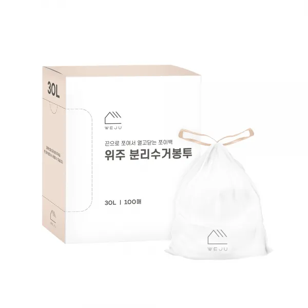 위주 끈으로 쪼이는 쪼이백 분리수거 비닐봉투 100p, 1세트, 30L