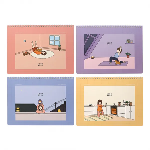 핑크풋 보리 먼슬리플래너 4종 세트 2500, 핑크, 옐로우, 바이올렛, 블루