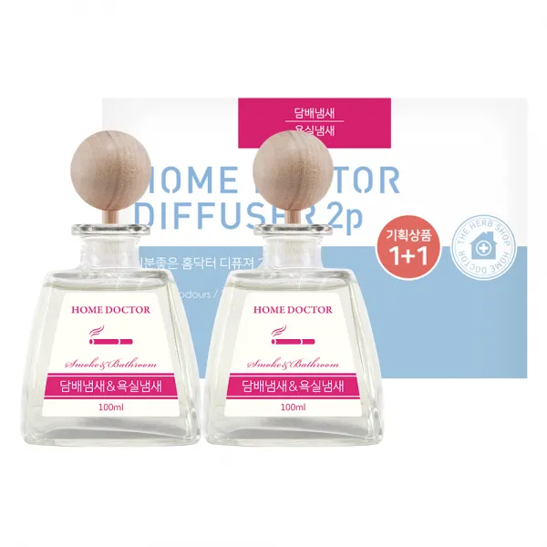 기분좋은 홈닥터 디퓨저 100ml 1 + 1, 1개, 담배냄새 앤 욕실냄새(피치유칼립투스)