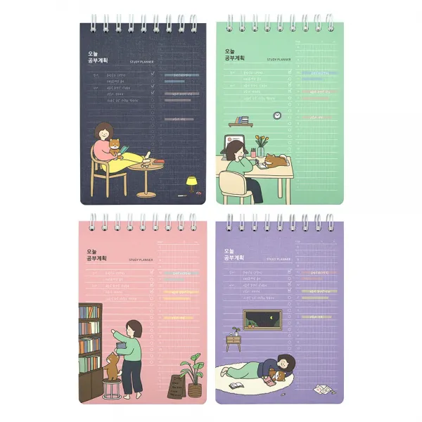 핑크풋 4000 공부계획 스터디플래너 4종 세트, NAVY, PURPLE, PINK, MINT