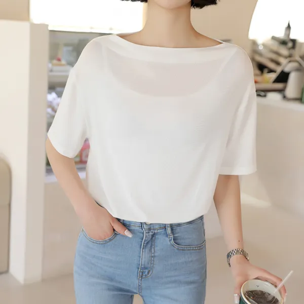 빼빼 여성용 오프숄더연출가능 입술넥 반팔 티셔츠