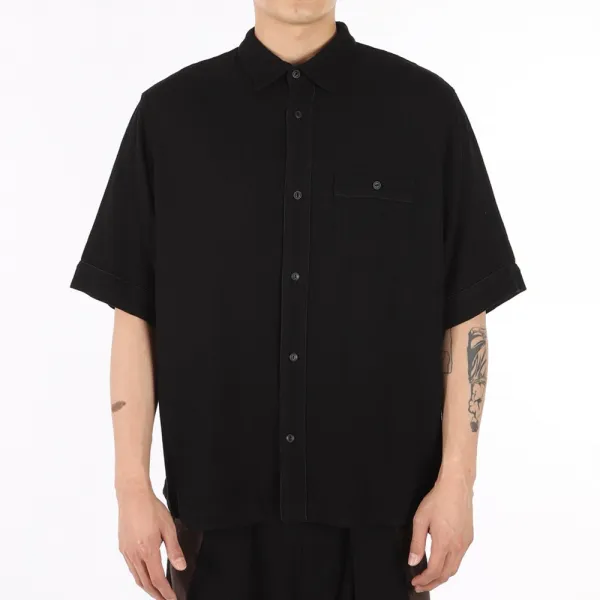 도시다 남성용 코지 파이핑 코튼린넨 오버사이즈 셔츠