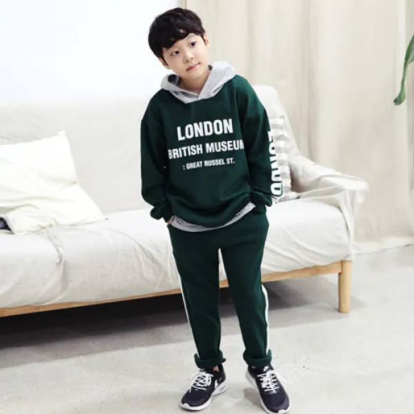 제프몽 남아용 배색 후드 상하 세트
