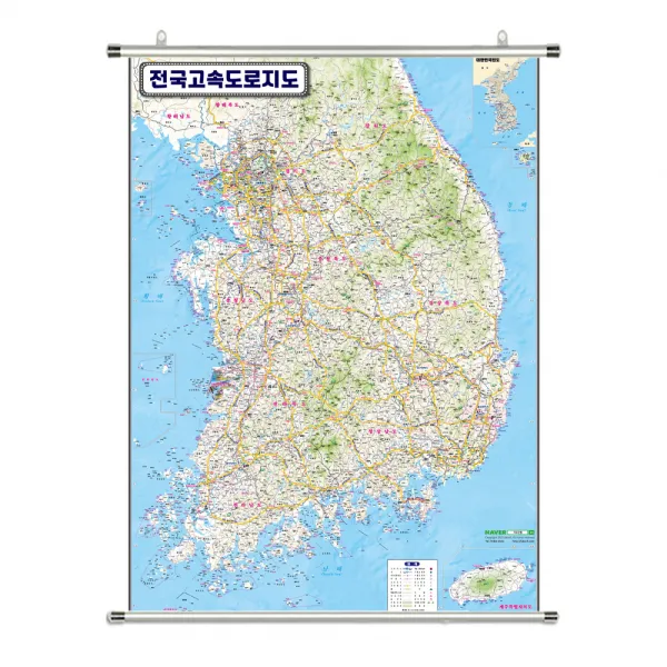 지도닷컴 전국고속도로지도 족자 78 x 110 cm + 세계지도만국기, 1세트