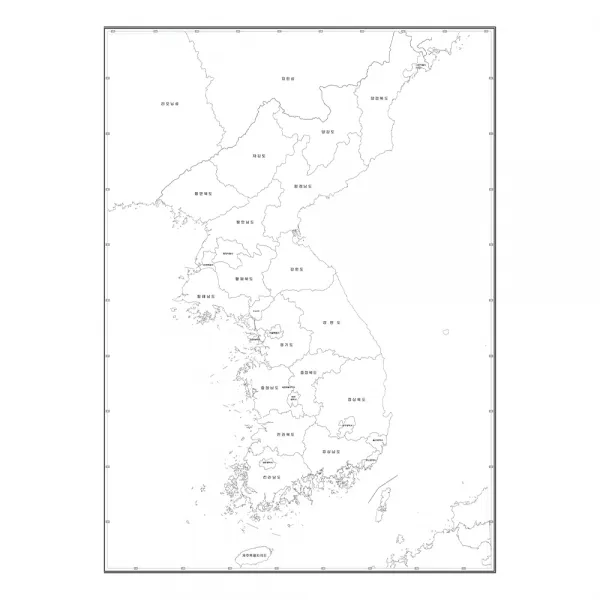 지도닷컴 한반도백지도 도광역시명칭 양면코팅형 78 x 110 cm, 1개