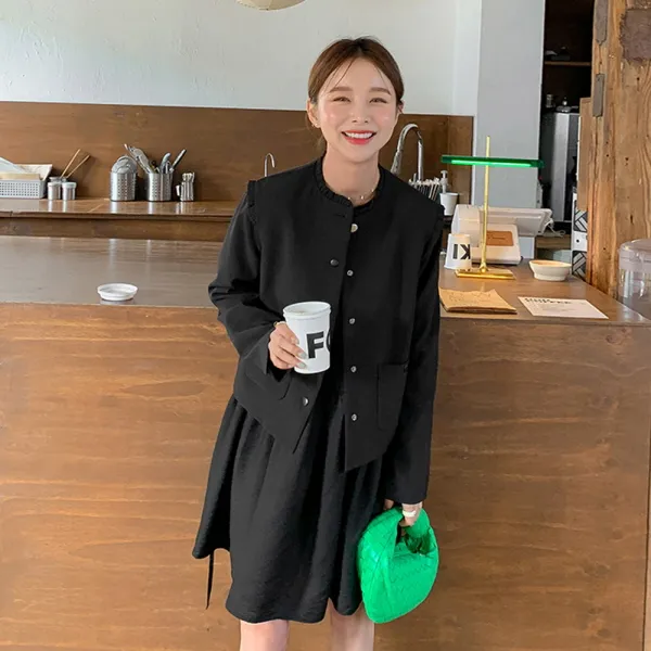 임블리 여성용 솔리드 프릴 숏자켓