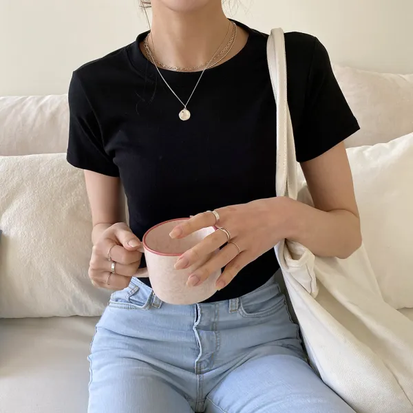 여성용 쿠로키 무지 크롭티 T6381K12