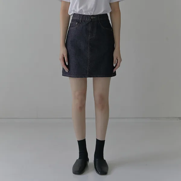 밀리언코르 커버밴드 이염제로 에이라인 스커트 데님 DANA 8156