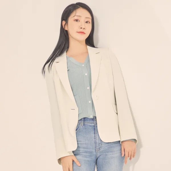 로엠 여성용 앵커 린넨라이크 싱글 자켓