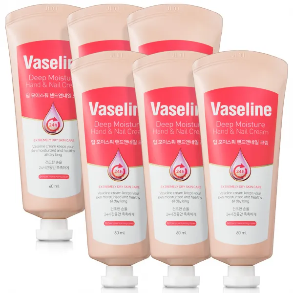 시투와이 바세린 24h 딥 모이스춰 핸드 앤 네일 휴대용 크림, 60ml, 6개