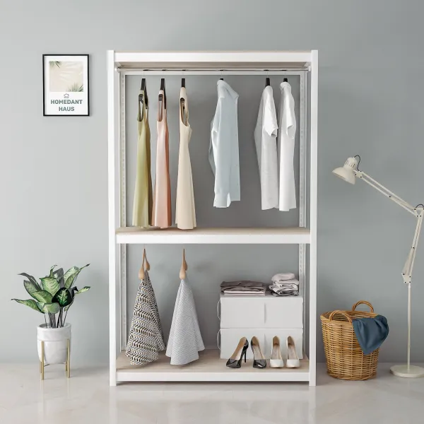 홈던트 하우스 시스템 드레스룸 3단 2행거 1200 x 500 x 1950 mm 화이트