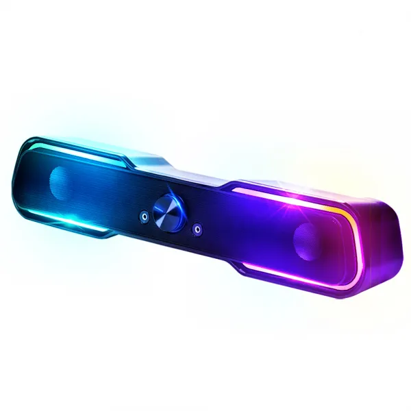 로이체 2채널 멀티미디어 RGB 레인보우 LED 게이밍 사운드바 스피커 RSB-G5000, 혼합색상