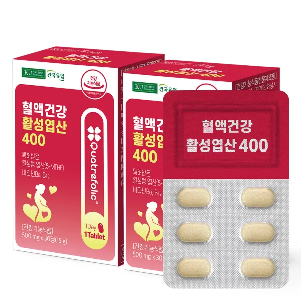건국유업 혈액건강 활성엽산 400 15g, 30정, 2개
