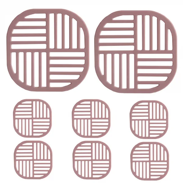 스쿼드 실리콘 컵받침 8p 세트 인디핑크