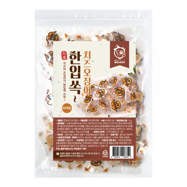 해야미 한입쏙 치즈 오징어 60p, 290g, 1개