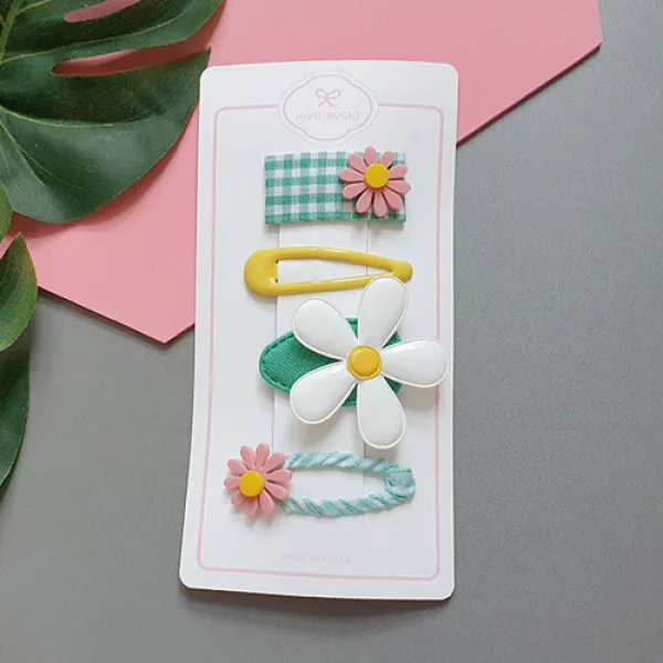 하프 엔젤 데이지 알로하 헤어핀 4종 베이비세트