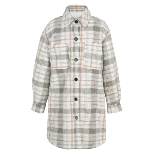 W9 여성용 누빔 체크 셔츠코트