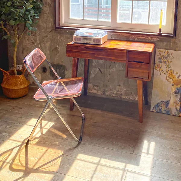 로제프 유니크 투명 폴딩 접이식 체어, 핑크