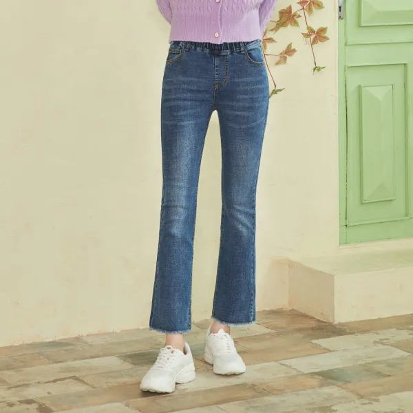 진마니아 여성용 허리밴딩 밑단수술 스판 부츠컷진 Cc2w34