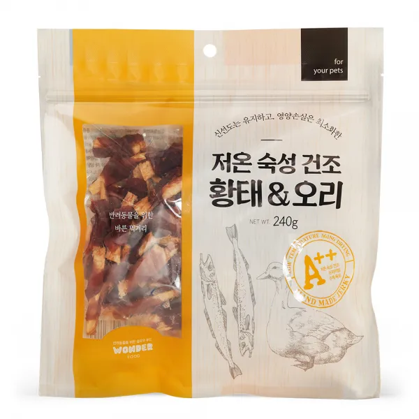 원더푸드 반려동물 저온숙성 건조간식 240g, 1개, 황태 + 오리 혼합맛