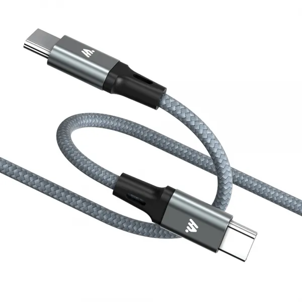 밸류엠 CtoC 메탈 패브릭 PD 60W 고속충전 케이블, 1.2m, 다크그레이