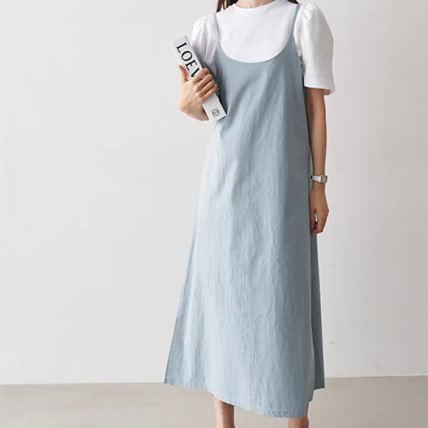 안다로미 심플 데일리 컬러 뷔스티에 원피스