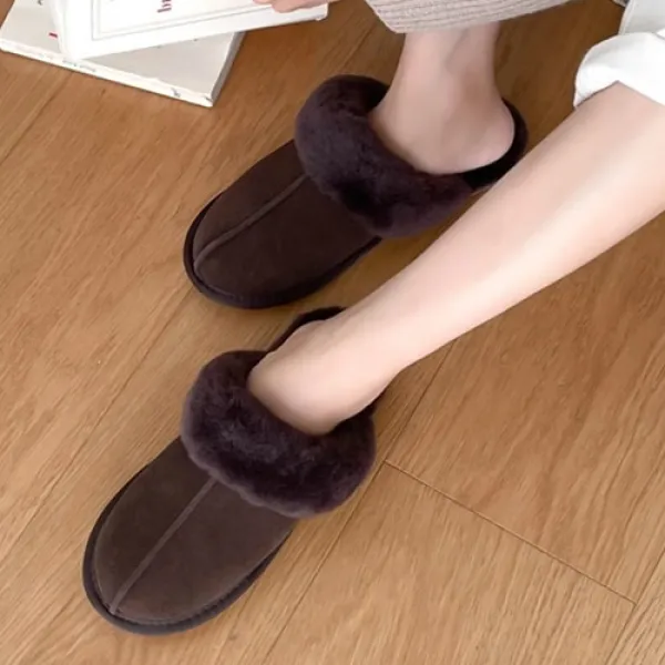 코나블루 여성용 가죽 스웨이드 어그슬리퍼 1cm DT3165
