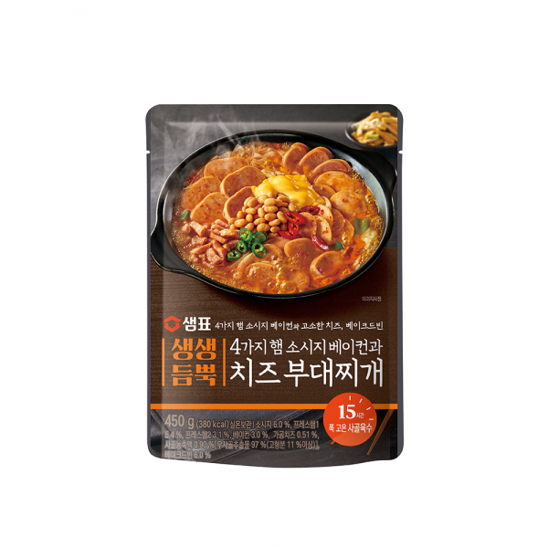 샘표 생생듬뿍 4가지 햄 소시지 베이컨과 치즈 부대찌개, 450g, 1개