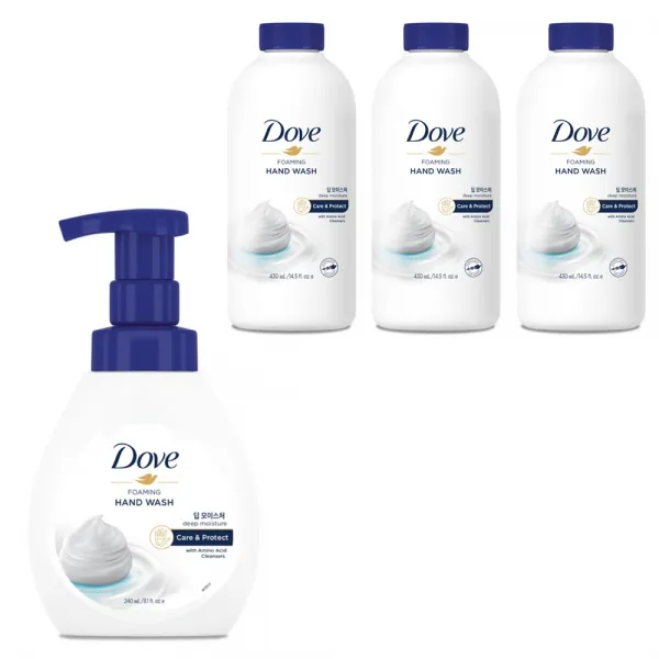 도브 포밍 핸드워시 딥 모이스처 펌핑타입 240ml + 리필 430ml x 3p 세트, 1세트