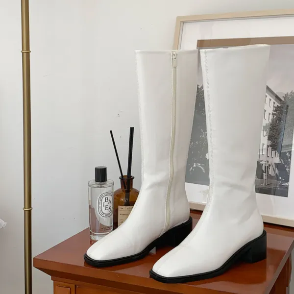 파이 여성용 넉넉한 핏 안쪽지퍼 미들굽 롱부츠 4.5cm LG_0112