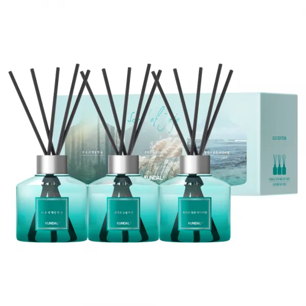 쿤달 센트오브제주 퍼퓸 디퓨저 200ml x 3종 + 섬유스틱 15p, 비 온 뒤 햇살 한 숲, 샛별로 노을지다, 협재의 맑은 바다바람