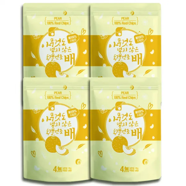 아무것도 넣지않은 동결건조 칩, 4개, 배맛