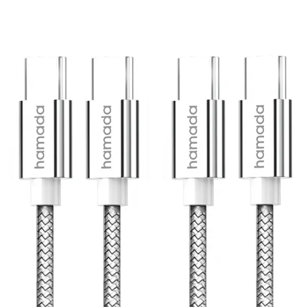 하마다 65W PD C to C 고속 충전 케이블 2p, 실버, 1.5m