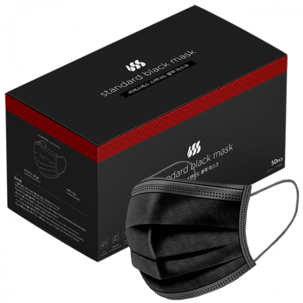 비에스에스 스탠다드 일회용 덴탈 마스크 블랙 성인용 1개 50개입