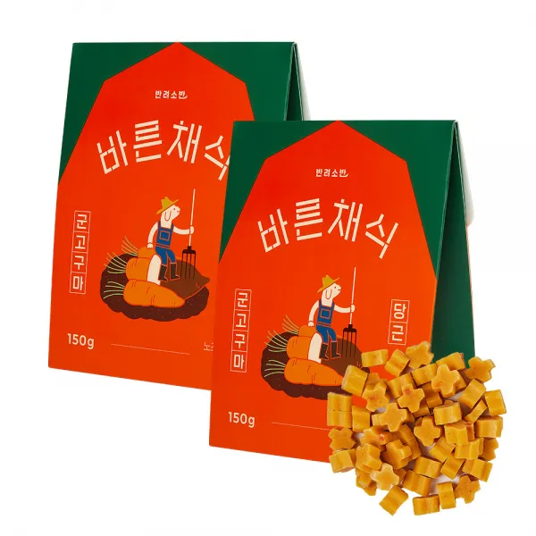 반려소반 강아지 바른채식 간식 150g, 군고구마 + 당근, 2개