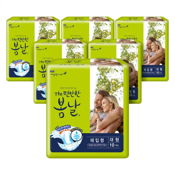 봄날 남녀공용 성인기저귀 테입형 대형, 6개, 10개입