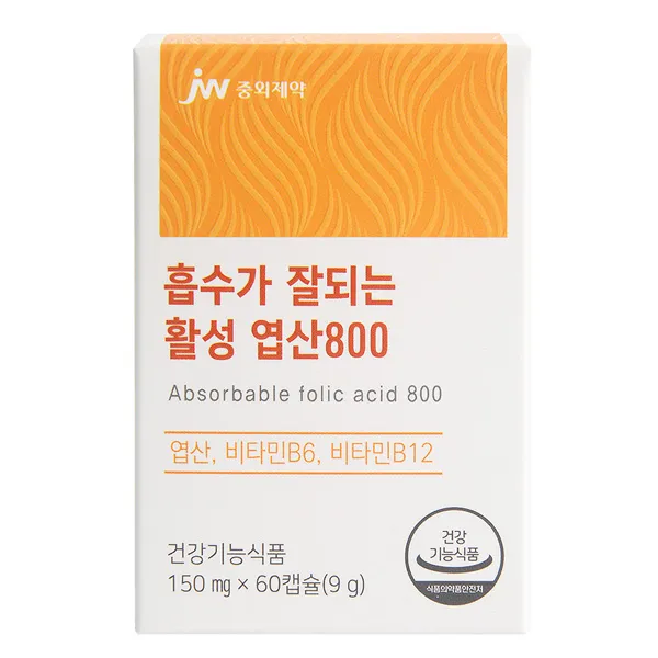 JW중외제약 흡수가 잘되는 활성 엽산800 9g, 1개, 60정