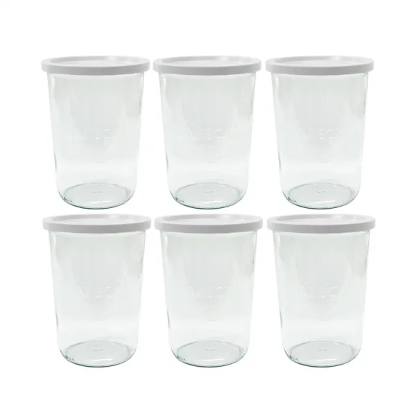 WECK 기본형 유리몸체 6p + PE 뚜껑 밀크 6p 세트 No.743, 850ml, 1세트
