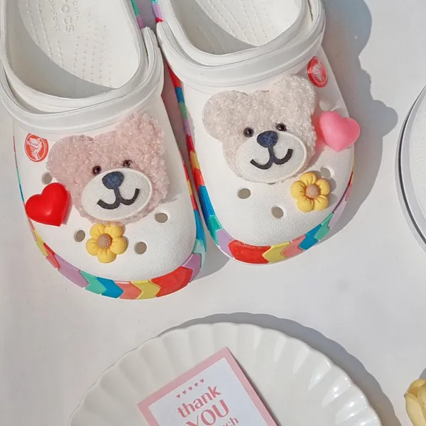 밍블밍블 뽀글이 화이트 곰돌이 + 핑크 곰돌이+ 노란꽃 2p + 빨강 하트 + 분홍 하트 지비츠 세트