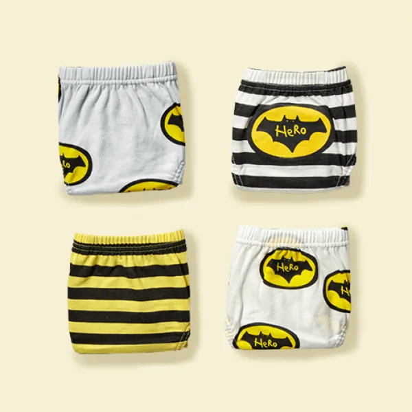 유니프랜드 남아용 옐로우 히어로 오가닉 삼각 팬티 4종 세트