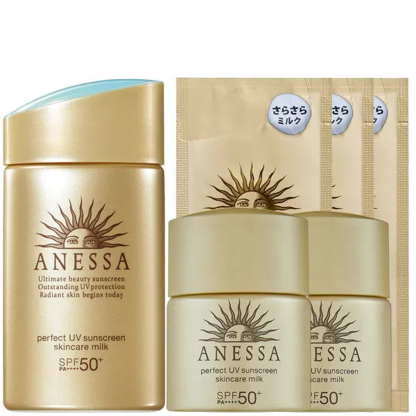 아넷사 퍼펙트 UV 선스크린 스킨케어 밀크 A 60ml 세트, 1세트