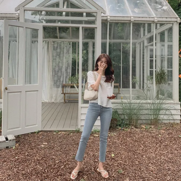 린다샵 여성용 리도브 워싱 트임 데님팬츠 Pt7765k16