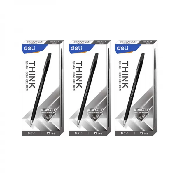 델리 오피스 볼포인트 볼펜 0.5mm 12p EQ8, 블랙, 3개