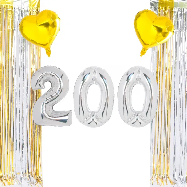 파티쇼 기념일 축하 실버 200일 2색믹스커튼 세트 혼합색상 1세트