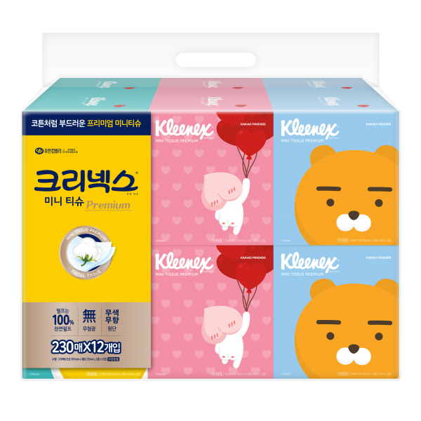 크리넥스 카카오 미니티슈 프리미엄 2겹 12개 230개입