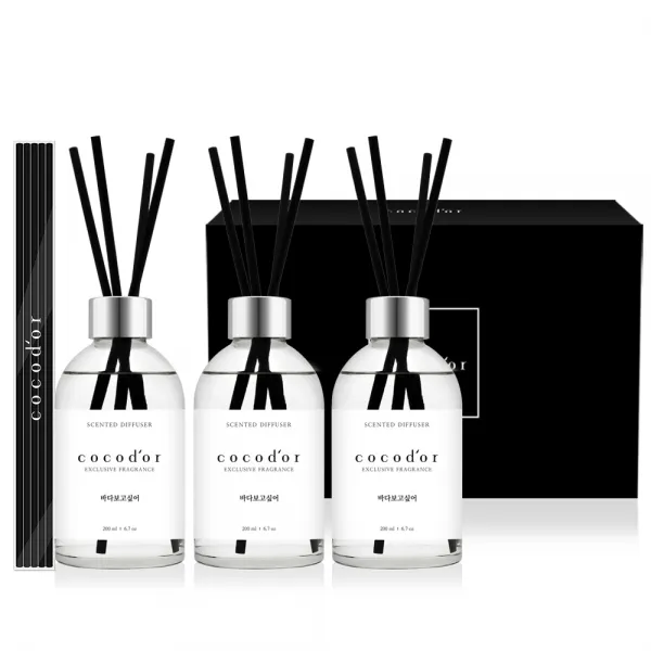 코코도르 화이트라벨 디퓨저 200ml x 3p + 리드스틱 20p 선물세트, 1세트, 바다보고싶어