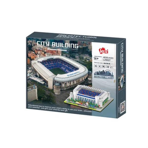 ZHEGAOLEZI 건축 나노블럭 스페인 산티아고 베르나베우 경기장, 혼합색상