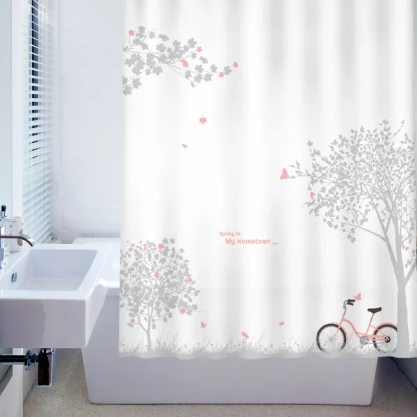 창문그리기 디자인 패브릭 샤워커튼 예전그곳 150 x 180 cm, 1개