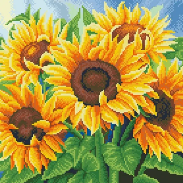 디클레어 액자 캔버스형 보석십자수 Diy 키트 40 X 50 Cm 1세트 만개한 해바라기