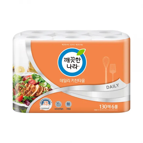 깨끗한나라 데일리 천연펄프 키친타올 130매, 1개, 6개입